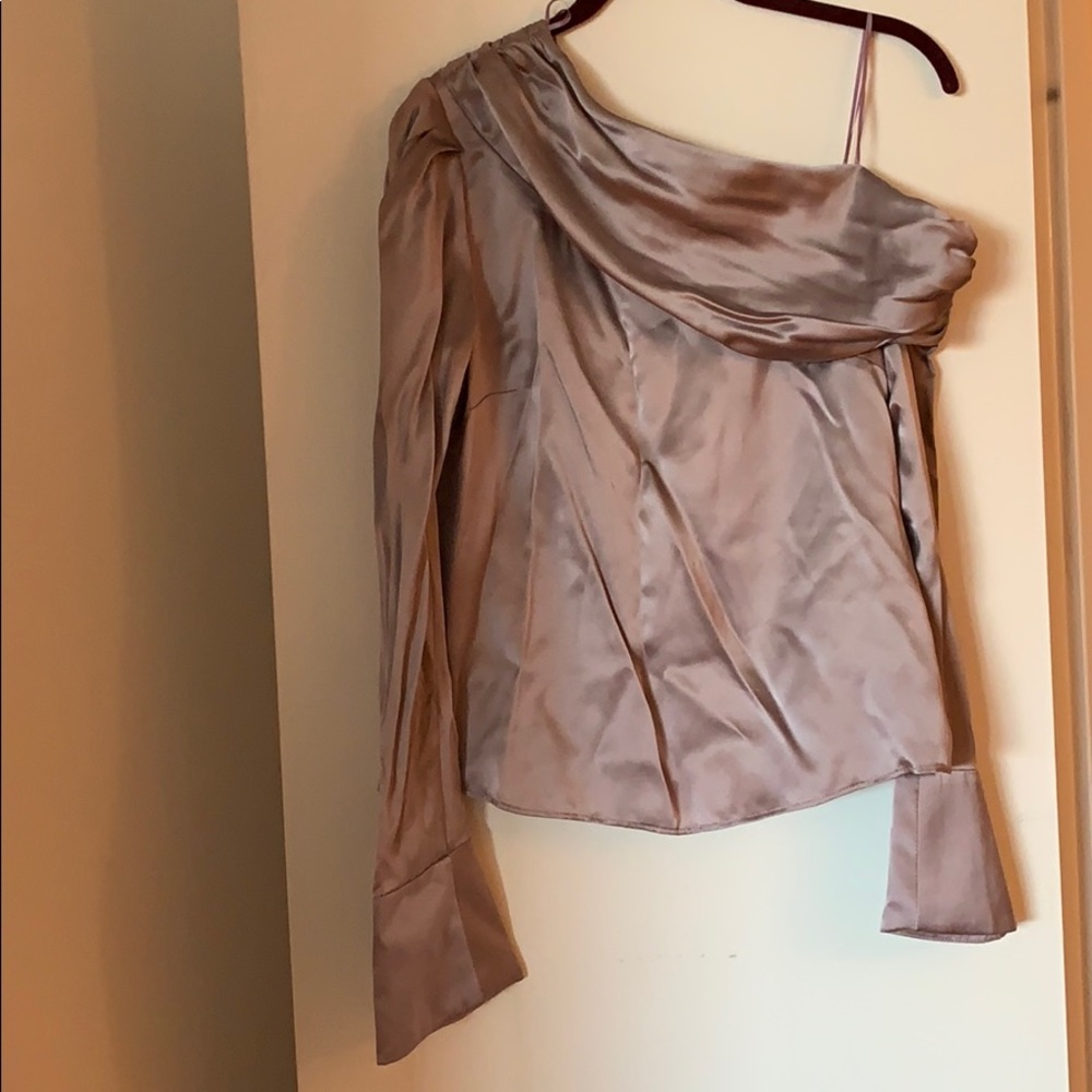 AMUR one shoulder silk lavender top